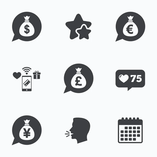 Money bag icons set. — Stock Vector