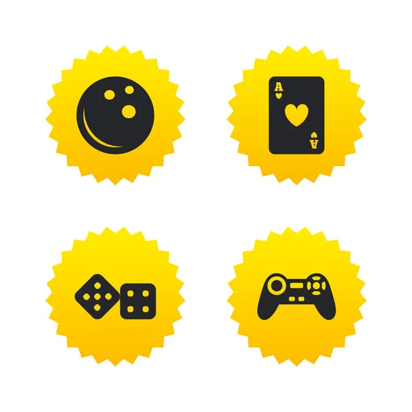 Bowling et Casino, icônes de jeux — Image vectorielle