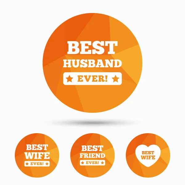 Best wife, husband and friend icons. — Stock Vector