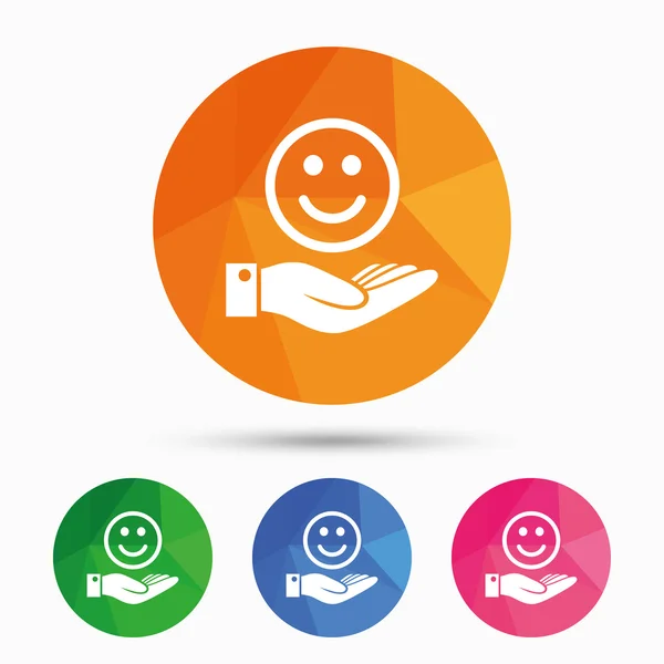 Smile in hand icons. — Stock Vector