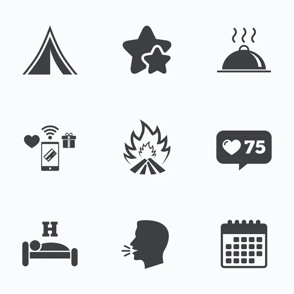 Iconos de viaje y camping — Vector de stock