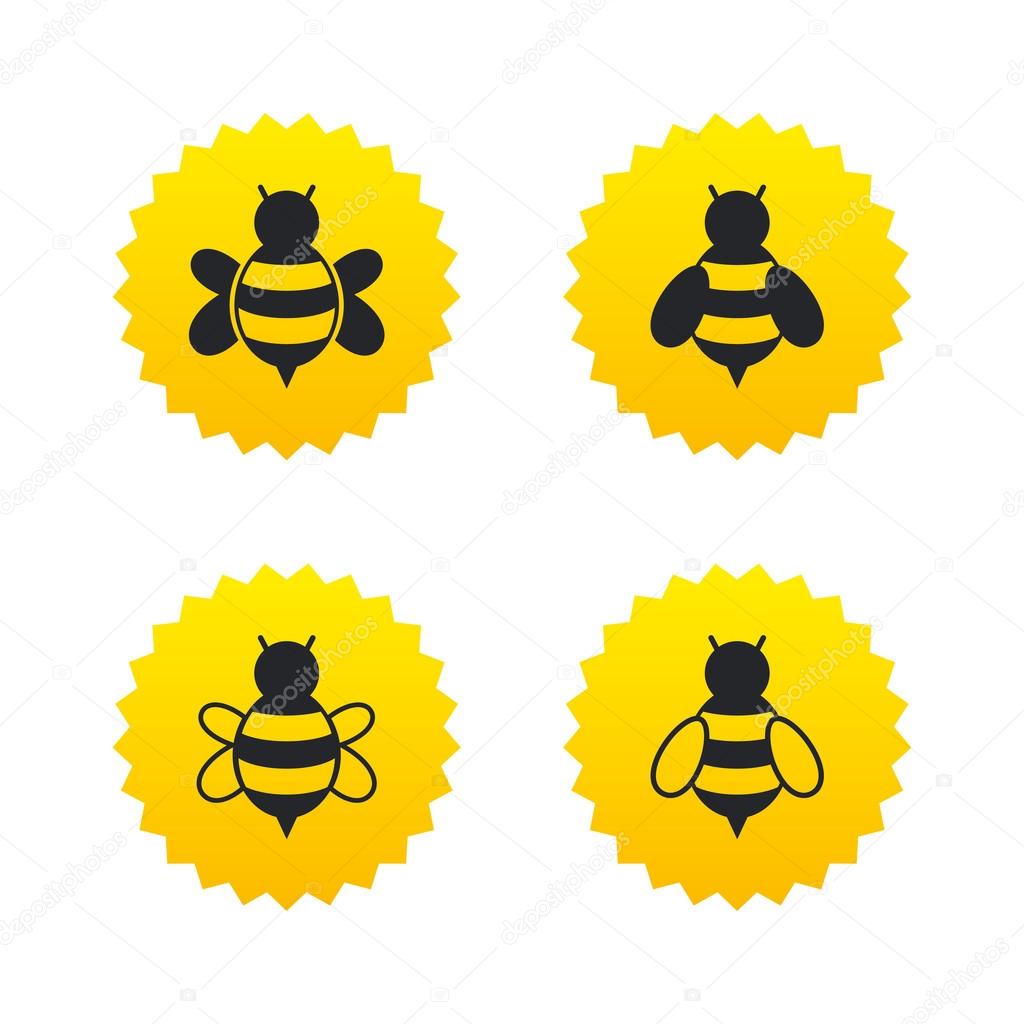Honey bees icons. Bumblebees symbols.