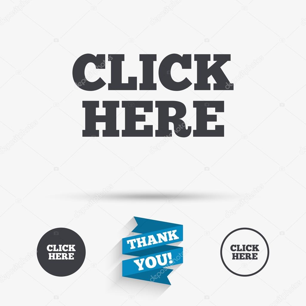 Click here icons. Hand cursor signs. Press here symbols. Flat talking head, calendar icons. Stars, like counter icons. Vector