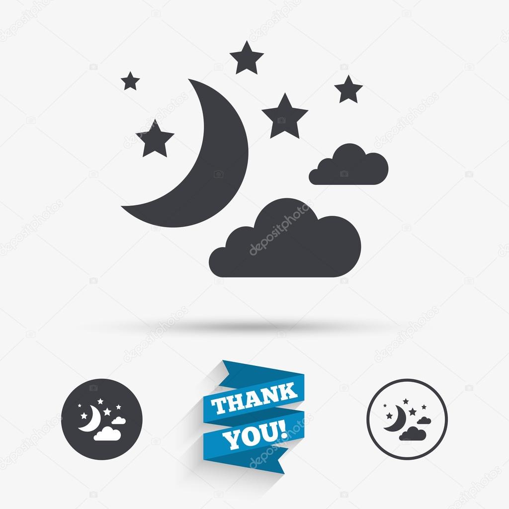 Moon, clouds and stars sign icon. Dreams symbol.