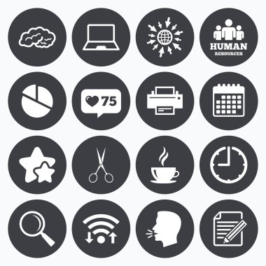 Office, belgeler ve iş simgeleri.