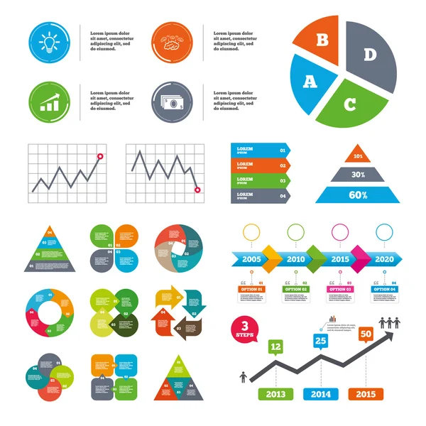 Gráfico com seta, brainstorm . — Vetor de Stock