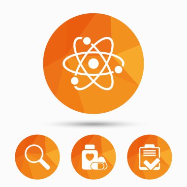 Tıbbi simgeler. Atom, büyüteç cam