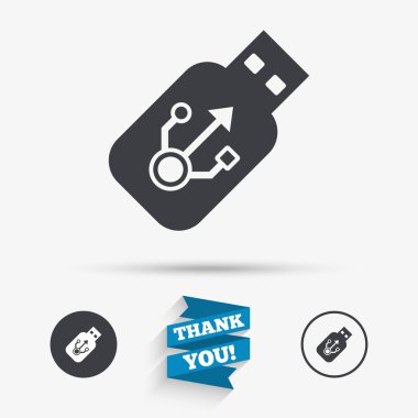 USB işareti simgesi. USB flash sürücü simgesi sopa.