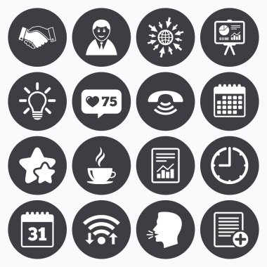 Office, belgeler ve iş simgeleri.