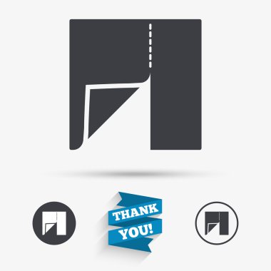 Tekstil kumaş parça işareti simgesi. Terzi simgesi.