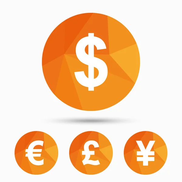 Dollar, Euro, Pound and Yen currency — Stock Vector