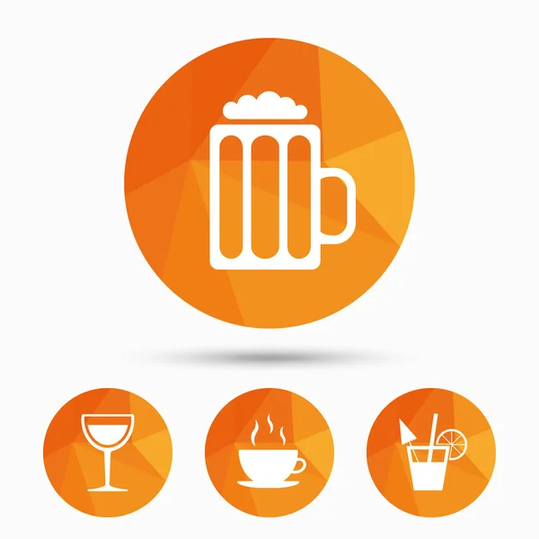 Bebidas, Café, ícones de cerveja . — Vetor de Stock