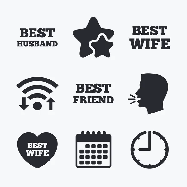 Best wife, husband and friend icons. — Stock Vector