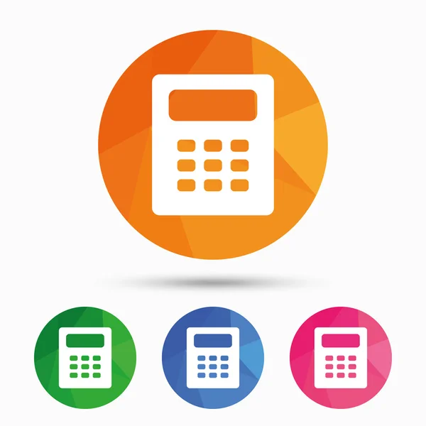 Calculatrice signe icônes. Symboles de comptabilité . — Image vectorielle