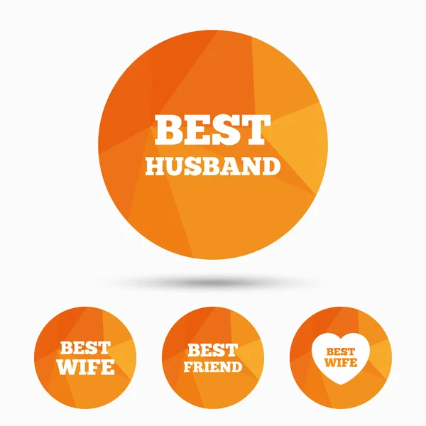 Best wife, husband and friend icons. — Stock Vector