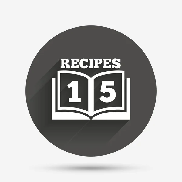 Icono de signo de Cookbook. 15 Recetas — Archivo Imágenes Vectoriales