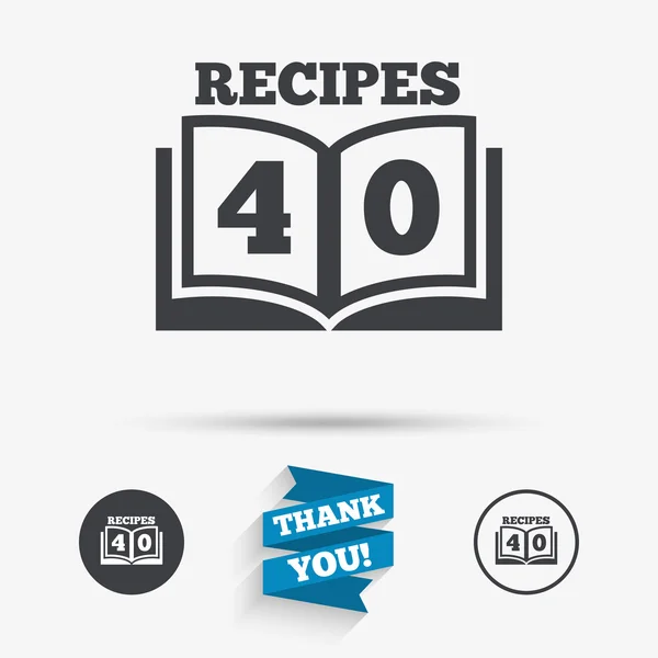 Icono de signo de Cookbook. 40 Recetas — Vector de stock
