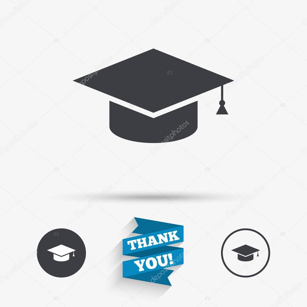 Graduation cap sign icons