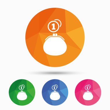 M-cüzdan işareti simgesi. Nakit paralar çanta sembolü.