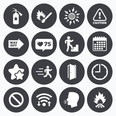 Takvim, wifi ve saat sembolleri.