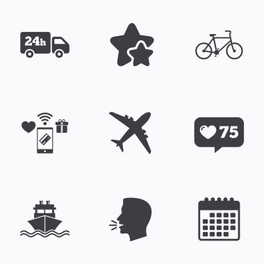 Teslimat ve sevkiyat simgeleri seti