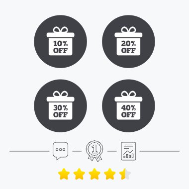 Satılık hediye kutusu etiketi simgeler. 