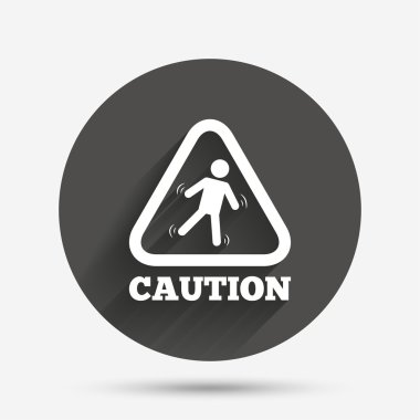 Uyarı ıslak zemin simgesi. İnsan düşen sembolü.