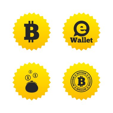 Bitcoin icons. Electronic wallet 