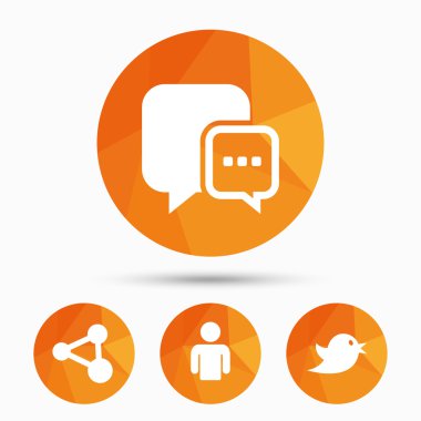 Sosyal Medya simgeler. Konuşma balonu ve paylaşım sohbet