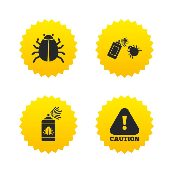 Disinfezione di bug, icone di cautela . — Vettoriale Stock