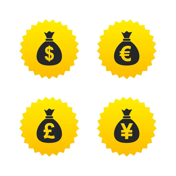 Geld tas pictogrammen. — Stockvector