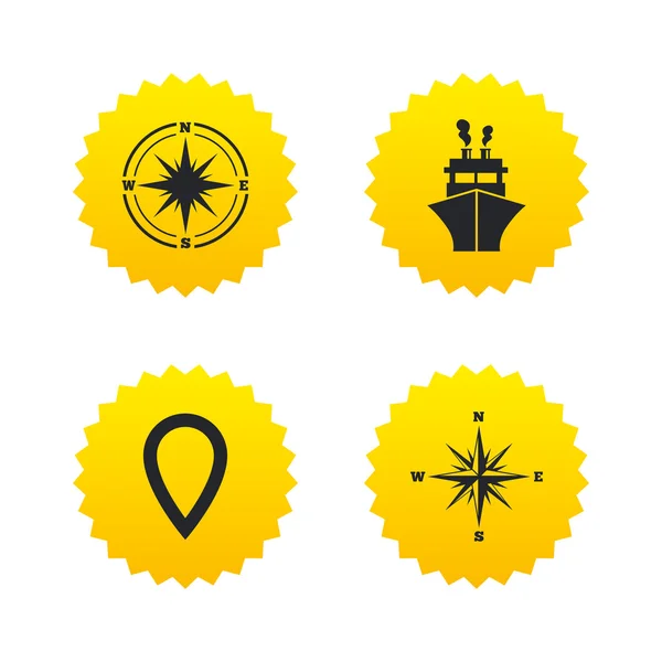 Navigation, compass, shipping, delivery icons — ストックベクタ