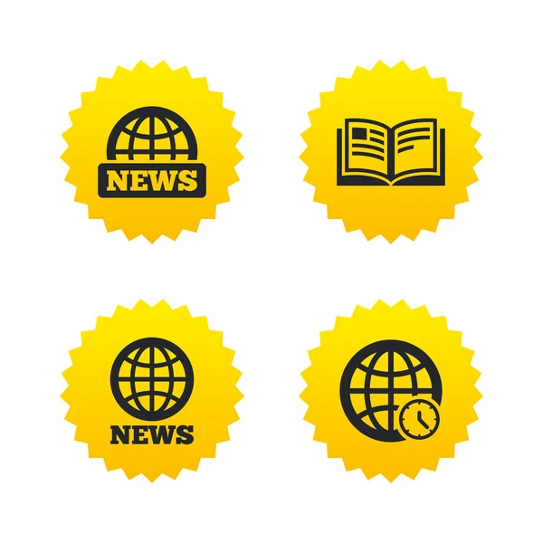 Iconos de noticias. Mundo globo — Vector de stock