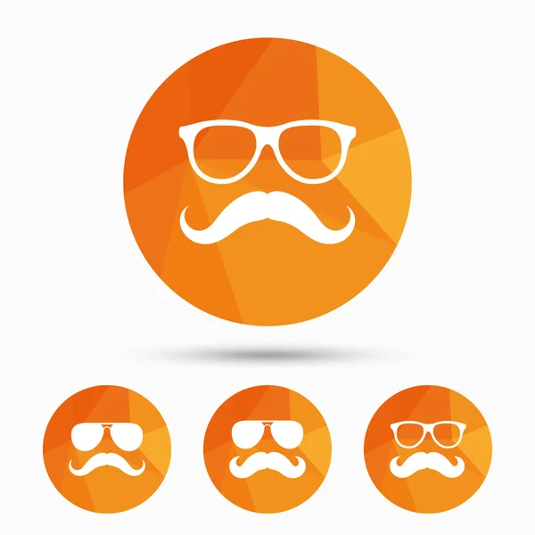 Γυαλιά και το μουστάκι εικονίδια. hipster σύμβολα. — Διανυσματικό Αρχείο