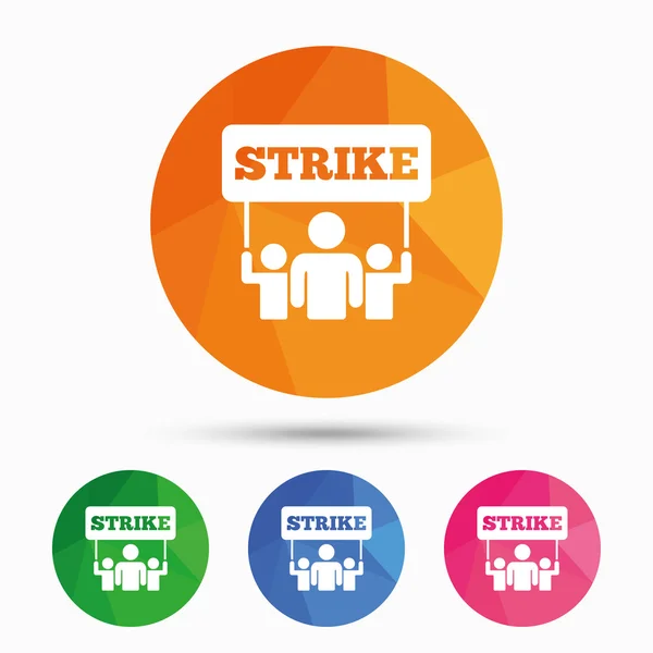Icona del segno di sciopero. Gruppo di persone simbolo . — Vettoriale Stock
