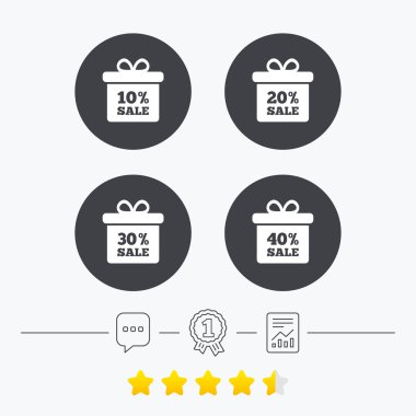 Satılık hediye kutusu etiketi simgeler.