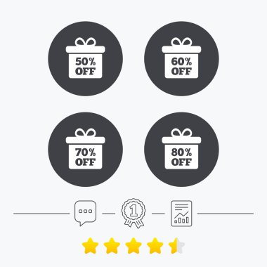 Satılık hediye kutusu etiketi simgeler. 