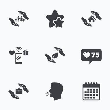 Eller sigorta simgeler. İnsan hayat sigortası.