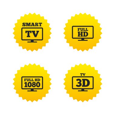 Akıllı Tv modu simgesi. 3D televizyon sembolü.