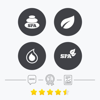 Spa simgeler taşlar. Su damlası ile yaprak semboller.