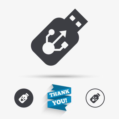 USB işareti simgesi. USB flash sürücü simgesi sopa.