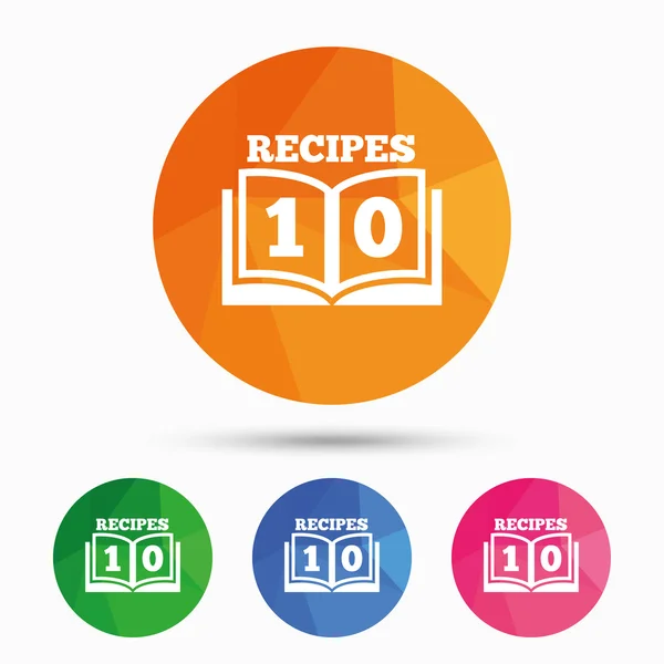 Cookbook sign icon. 10 Recipes — Stock Vector