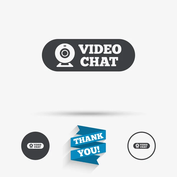 Video konverzaci ikona podepsat. webcam video diskuse. — Stockový vektor