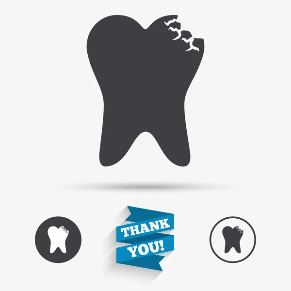 Broken tooth sign icons. — Stock Vector