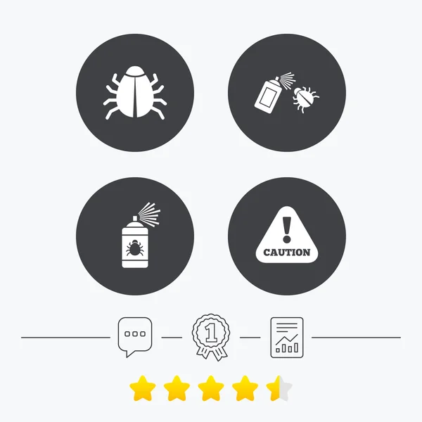 Bug disinfection, Caution icons. — Stok Vektör