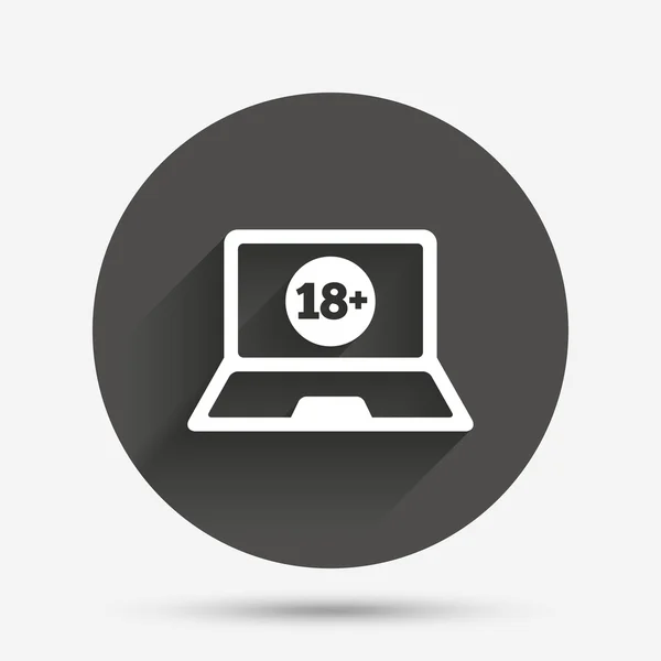 Volwassenen inhoud laptop pictogram. website voor volwassenen. — Stockvector