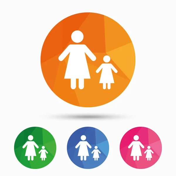 Familia monoparental con iconos de niño . — Vector de stock