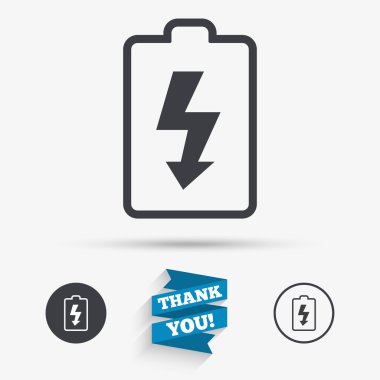 Pil şarj işareti simgesi. Yıldırım sembolü.