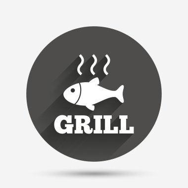 Balık ızgara sıcak simgesi.  
