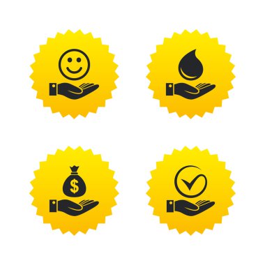 Gülümseme ve el simgesi. 